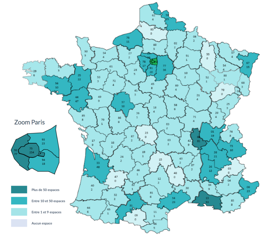 cartographie des esapces de coworking en France